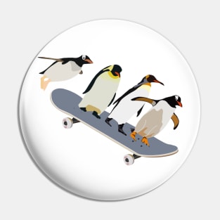 Skateboarding Penguins Pin