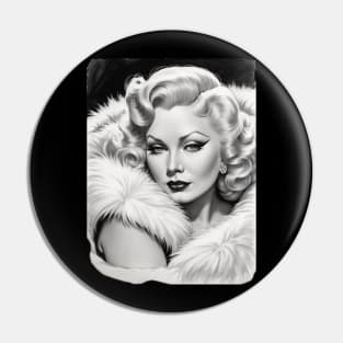 Mae West Black and White Portrait Pin