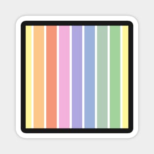 Vintage white and bright pastel rainbow stripes - vertical Magnet