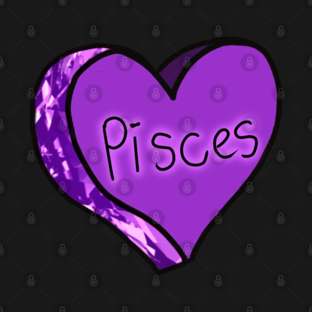 Pisces Amethyst Purple Love Heart by ROLLIE MC SCROLLIE