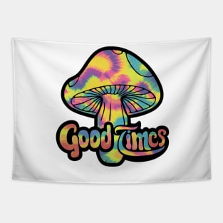 "Glowing Tie-Dye Magic Mushroom"- Retro Cute Hipster Shrooms Tapestry