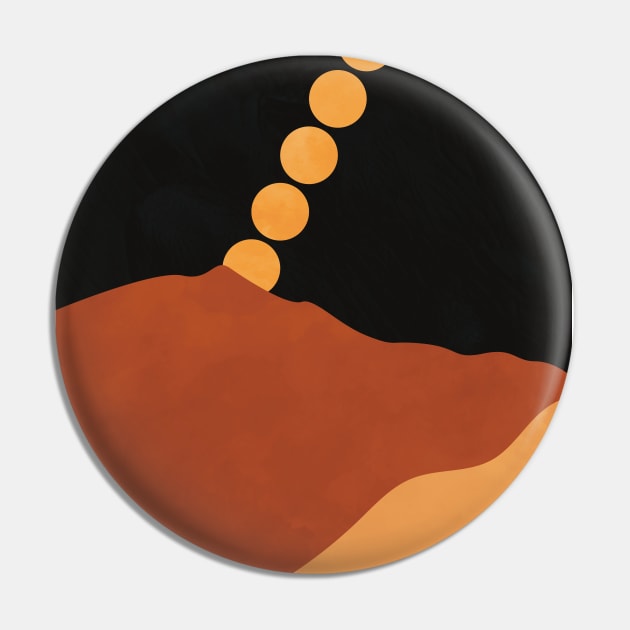 Mountain Hill, Moon, Terracotta, Minimalist Artwork Pin by Colorable