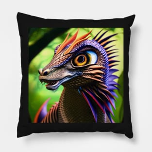 Colorful Purple Scaled Jungle Dragon Pillow