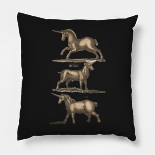 Unicorn - Antique Print Pillow