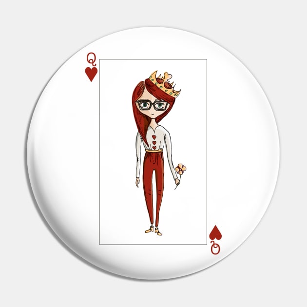 Queen of Hearts Pin by Jasmine Allan Draws