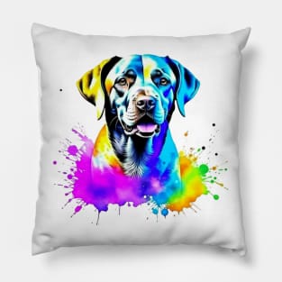 Colorful Labrador Retriever Splatter Art - Tail-Wagging Delight Pillow