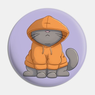 Funny Grey Cat Pin