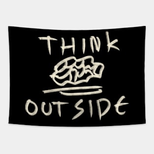 Hand Drawn Think Outside Tapestry