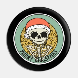 Merry Christmas Skeleton Pin