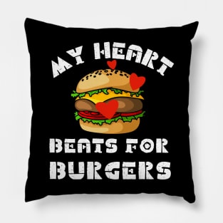 My Heart Beats for Burgers Pillow