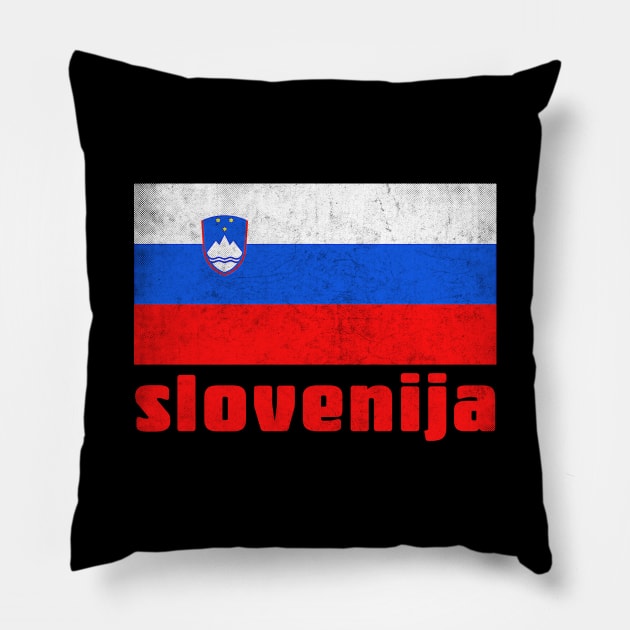 Slovenija / Slovenian  Faded Style Flag Design Pillow by DankFutura