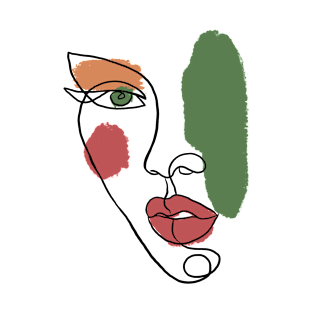 Minimal Abstract Face Line Art Illustration T-Shirt