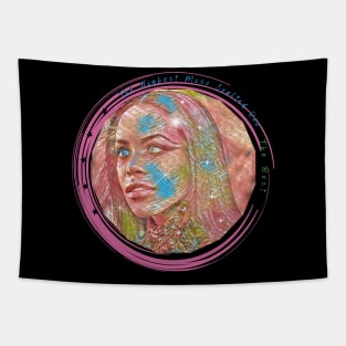 COMING SOON! YOU CAN REQUEST TO HAVE THE GOLDEN DESIGN REMOVED  TO REVEAL A CLEARER VERSION OF HER FACE. YOU CAN ALSO  CHANGE THE PINK CIRCLE OUTLINE COLOR, REMOVE THE SPARKLES, OR ADD TEXT (AT YOUR REQUEST). Tapestry