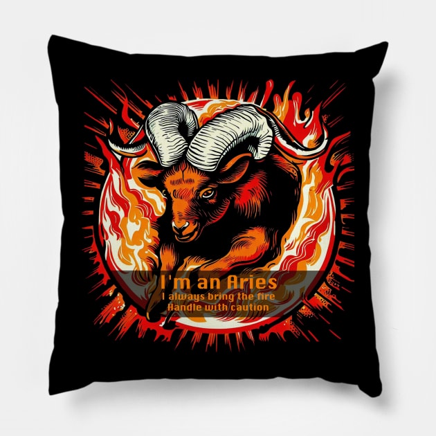 Design for Aries with Funny Quotation_5 Pillow by thematics