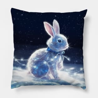 Rabbit In Winter Pillow