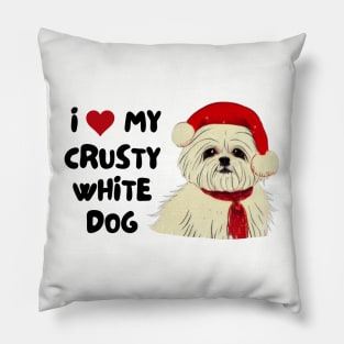 Christmas Maltese Terrier Owner of Maltese Shih Tzu Malshi Puppy Crusty White Dog Pillow