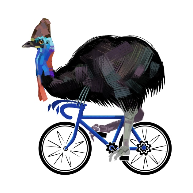 cassowary on a bicycle by ellemrcs