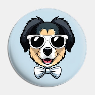 Cute dog with glasses and bow Pin