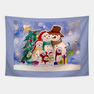 Snowman family 2 Tapestry