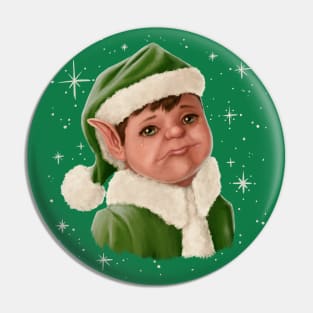 Sad Elf Blue Christmas Pin