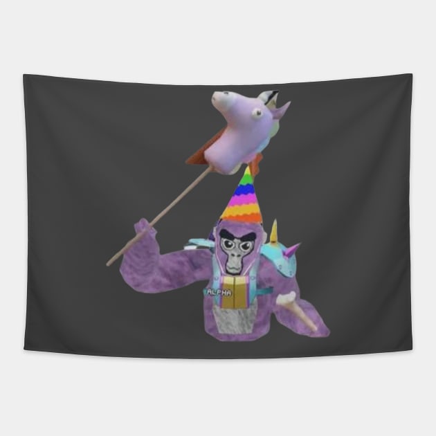 Gorilla Tag Cosmetics Birthday Boy VR Gamer Merch Tapestry by gts