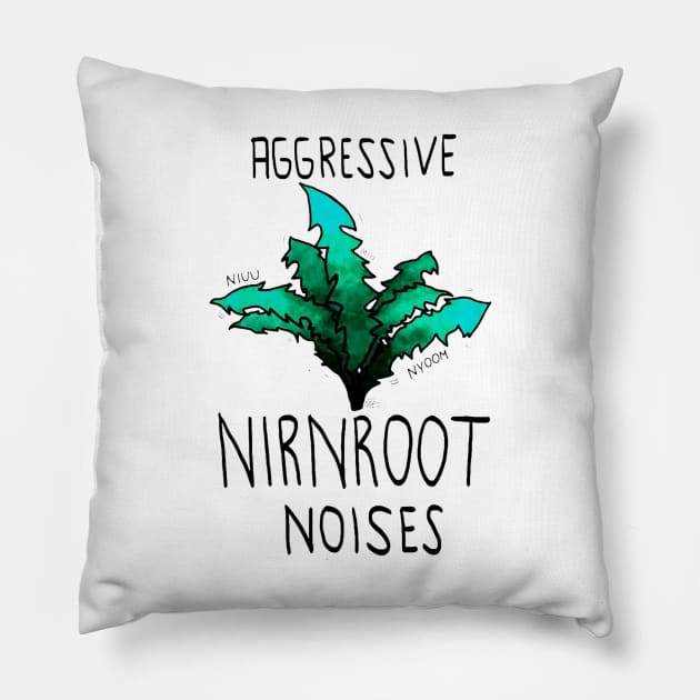 Aggressive nirnroot noises Pillow by clarineclay71