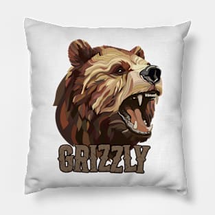 Dangerous grizzly bear. Pillow