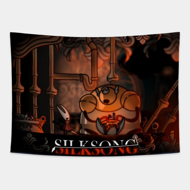 Hollow Knight: Silksong Blacksmith and Hornet Tapestry by TeeDraw
