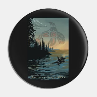 Retro BC Orca Travel Poster Pin