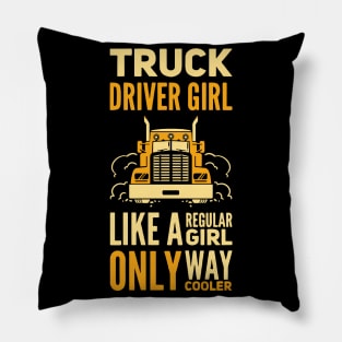 Truck Driver Girl Trucker Girls Vintage Pillow