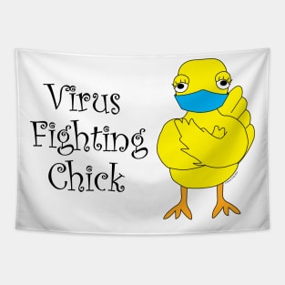 Virus Fighting Chick Side Text Tapestry