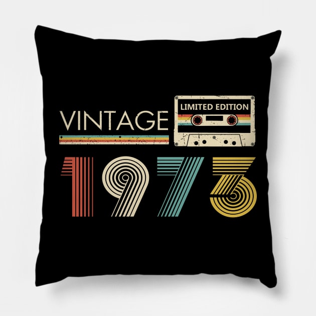 50th Birthday Vintage 1973 Limited Edition Cassette Tape Pillow by Ripke Jesus