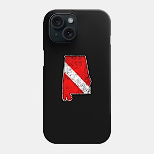 Alabama Dive Flag Scuba Diving State Map Dive Flag Distressed Phone Case