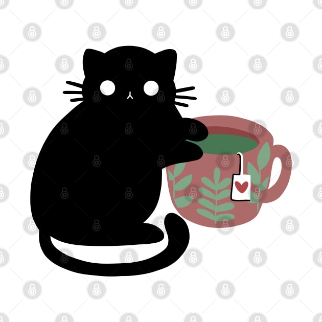 Kawaii „Green Tea Cat“ Design | Cute Illustration Green Tea Lover | Cat Lover | Illustration by Atelier Serakara by Atelier Serakara