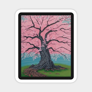 Ukiyo-e Japanese Art - Cherry Blossom Tree in Full Bloom Magnet