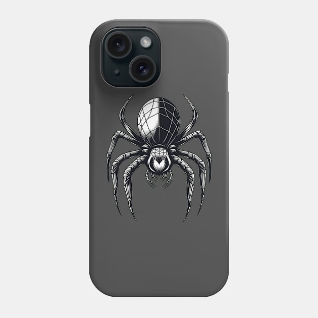 Scary spider black and white Halloween graphic design Phone Case by Edgi