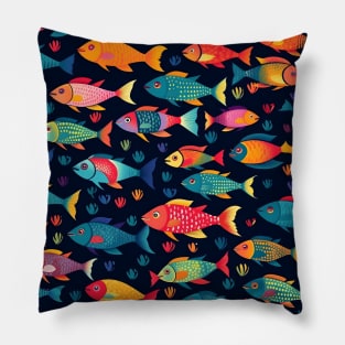 Underwater Symphony: colourful fishes Pillow