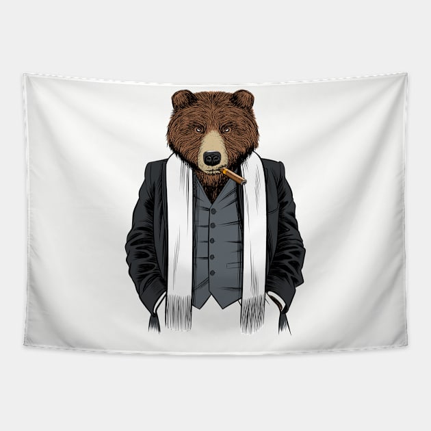 Grizzly Gangster Tapestry by albertocubatas