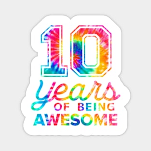 10Th Birthday Tie Dye 10 Years Old Awesome Men Women T-Shirt Magnet