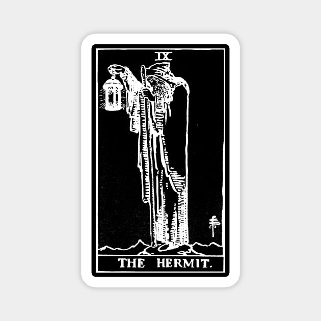 IX. The Hermit Tarot Card | Obsidian and Pearl Magnet by wildtribe