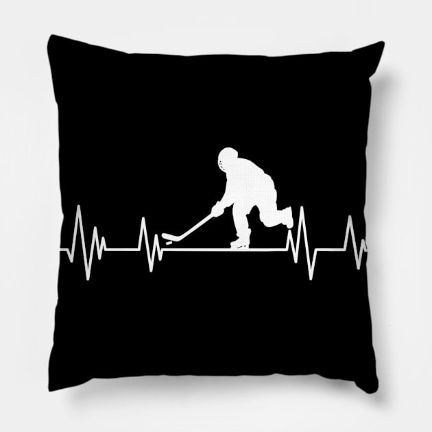 Ice Hockey heartbeat ,Hockey lover Hockey Gift Hockey Player Pillow by mezy