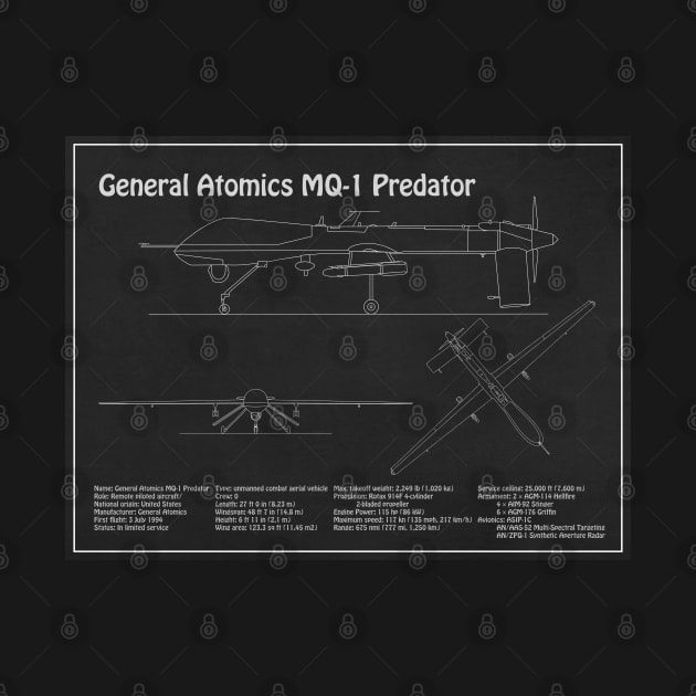 General Atomics MQ-1 Predator - Airplane Blueprint Plans - PD by SPJE Illustration Photography