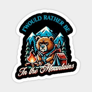 Grumpy bear would rather be in the mountains Magnet