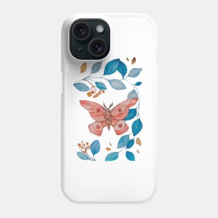 Butterfly with Blue Plants Leaves Phone Case