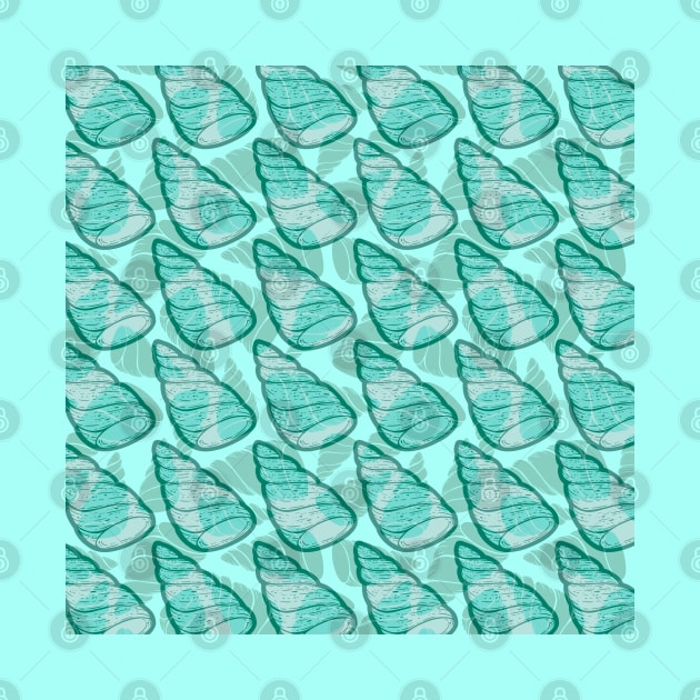 Beautiful Line Art Seashells Seamless Surface Pattern Design by zarya_kiqo