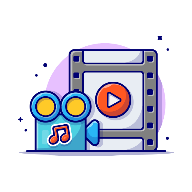 Streaming Music Video with Play Button and Note of Music Cartoon Vector Icon Illustration by Catalyst Labs