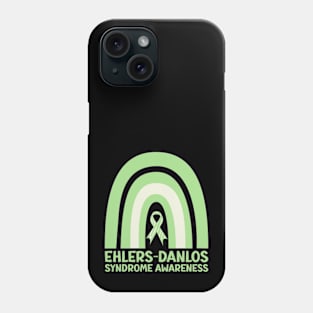 Ehlers-Danlos Syndrome Awareness Ribbon Green Boho Rainbow Phone Case