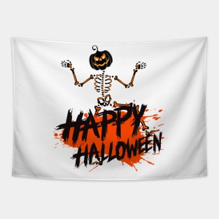 Happy Halloween Bony Belly Skeleton Dancer Evergreen Tapestry