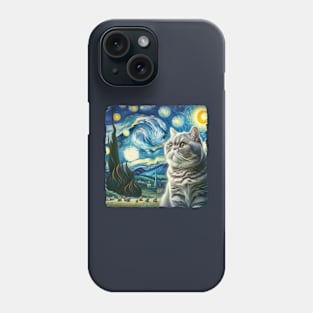 British Shothair Starry Night Inspired - Artistic Cat Phone Case