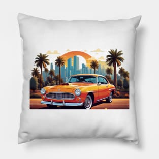 Classic Retro Car in Art: Vivid Vector on Clean White Background (325) Pillow